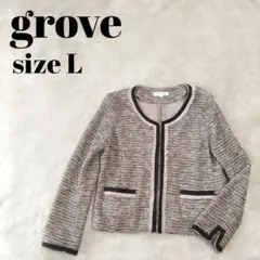 グローブ grove ツイードノーカラージャケット カーディガン 通勤 卒業