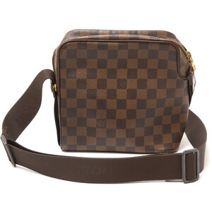 LOUIS VUITTON ルイヴィトン オラフ PM N41442 ショルダー クロスボディバッグ ダミエ・エベヌ×レザー ブラウン×ゴールド レディース