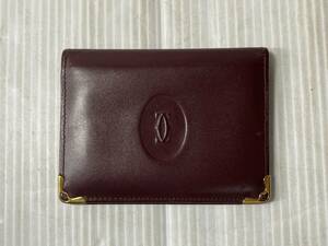 カードケース Cartier/カルティエ マストライン ●17Y● 現状品 長期保管品 ファッション ブランド品 ボルドー レザー レディース