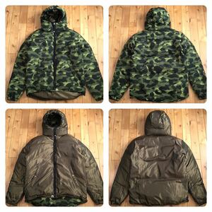 ★リバーシブル★ ダウンジャケット XLサイズ a bathing ape BAPE camo zip hoodie down jacket エイプ ベイプ パーカー NIGO 迷彩 i71