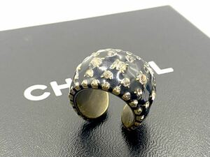 【極上品】　 CHANEL シャネル リング 指輪　ココマーク　ブラック　系　ライトストーン　12号　KL1003