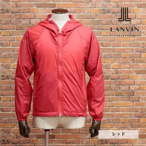 春夏/LANVIN COLLECTION/48サイズ/日本製ウインドブレーカー 撥水 軽量リップストップ 無地 ジップポケット 新品/赤/レッド/ib155/