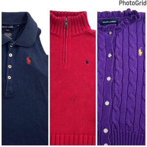 ralph lauren ラルフローレン　baby ベビー　kids キッズ　トップス　カーディガン　ニット　ノースリーブ　ポロシャツ　3点セット　100cm