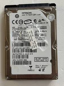 ノートパソコンHDD 　HUTACHI　250GB　HDD　HTS545025B9A300　2.5インチ　SATA　シリアル番号 110117PBN2083S0ED9LW