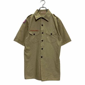 BOYSCOUTS OF AMERICA 半袖 ボーイスカウトシャツ L 150～ キッズ カーキ エポレット ダブルポケット 古着卸 アメリカ仕入 a607-6588