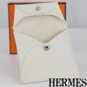 HERMES エルメス バスティア コインケース 小銭入れ オフホワイト □K