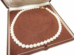 未使用品 【ミキモト MIKIMOTO】冠婚葬祭 真珠 パールネックレス (レディース) 総重約42グラム 約8～8.5ミリ K18留め具 ■7KN114