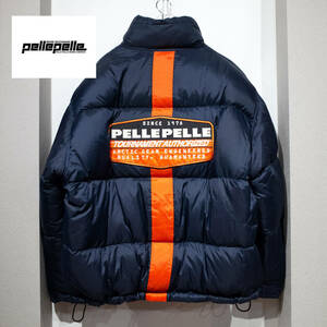 XXL / 90’s 00’s pelle pelle マークブキャナン ペレペレ レーシング ワッペン リバーシブル ダウン ジャケット Y2K ネイビー オレンジ