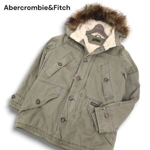 Abercrombie&Fitch アバクロンビー＆フィッチ 裏ボア★ Fファー フーディー ミリタリー フィールド ジャケット Sz.S メンズ　C5T00077_1#N