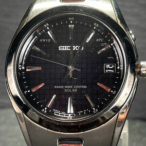 SEIKO セイコー SPIRIT スピリット 7B24-0AD0 腕時計 アナログ ソーラー 3針 カレンダー ブラック文字盤 チタニウム メタルバンド シルバー