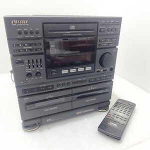 D(1129i11) AIWA アイワ STRASSER コンパクトディスク ステレオシステム NS-T160 CD カセット リモコンあり ●通電確認OK ●動作未確認 