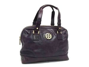 1円 ■美品■ TORY BURCH トリーバーチ レザー トートバッグ ハンドバッグ ショルダー 肩掛け レディース パープル系 FB8658