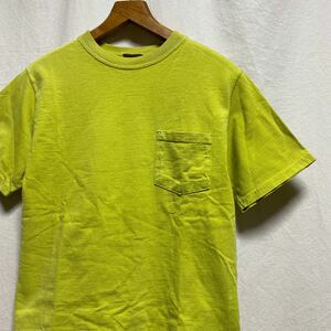 オールド アメリカ製 GOODWEAR ポケットTシャツ ライム 90s 古着 ヴィンテージ 無地 グッドウェア USA 米国製 半袖 ヘビーウェイト