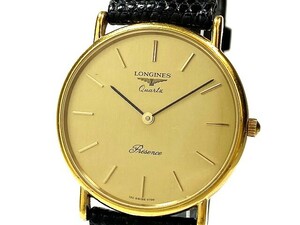 1円～ 中古 電池交換済み LONGINES ロンジン プレザンス L150.4 ラウンド SS/GP 2針 ゴールド文字盤 メンズ/ボーイズ 腕 時計 クォーツ