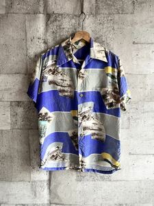 40s-50s HAWAII製 KUHIO SPORTS WEAR SILK HAWAIIAN SHIRTハワイ製 クヒオスポーツウェア 和柄 シルク ハワイアン アロハシャツ ビンテージ