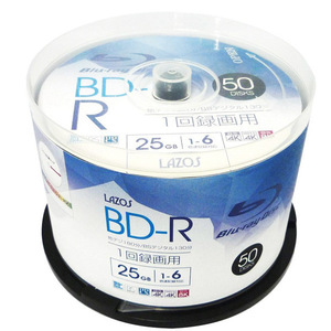 送料無料 BD-R ブルーレイ 録画用 ビデオ用 50枚組 CPRM対応 25GB 6倍速 Lazos L-B50P/2679ｘ６個セット/卸