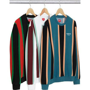 Supreme Vertical Striped Pique Crewneck size L GUCCI LOGO シュプリーム クルーネック グッチカラー マルチカラー 国内正規品