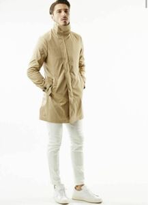 1piu1uguale3 STAND WRAP COAT - polyester taffeta スタンドカラーラップコート ベージュ 定価91,800円