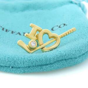 【送料無料】 極希少 美品 Tiffany&Co. ティファニー 1P ダイヤモンド ゴールド I LOVE ゴルフ タイピン 750 K18 ネクタイ スーツ HA126