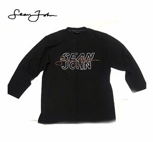 新品■ションジョン／SEAN JOHN ■ 8分袖Tシャツ、ヘビーウエイト■ブラック、Lサイズ■コットン100%