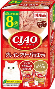 （まとめ買い）いなばペットフード CIAO パウチ グレインフリーバラエティ 40g×8袋 猫用フード 〔×6〕