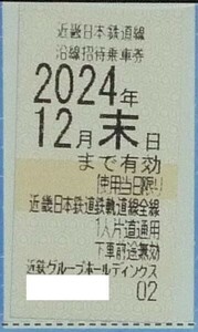 即日発送☆近鉄グループ株主優待券 乗車券1枚 在庫6有 近畿日本鉄道線沿線招待乗車券 電車 チケット ～24/12/31 複数枚 バラ売り 最新 即決