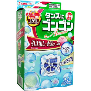 【まとめ買う】タンスにゴンゴン アロマ 引き出し・衣装ケース用 ライムソープの香り １年防虫 ２４個入×10個セット