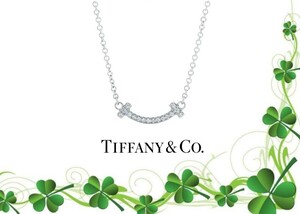 TIFFANY・￥28万 未使用・Tスマイル ダイヤ ＆ 18Kホワイトゴールドペンダント 