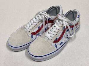 VANS OLD SKOOL 白スエード 白 キャンバス 青ロゴ 赤ライン US8 (26cm) バンズ オールドスクール アメリカ企画限定!!