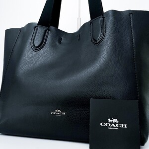 1円■超美品■最高級ライン■COACH コーチ ロゴ トートバッグ ビジネス ブリーフケース 大容量 A4 メンズ レディース レザー ブラック 黒