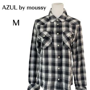 AZUL by moussy アズールバイマウジー【M】レディース　長袖シャツ　チェック柄　ブラック、グレー、ホワイト　綿100% 送料無料　匿名配送