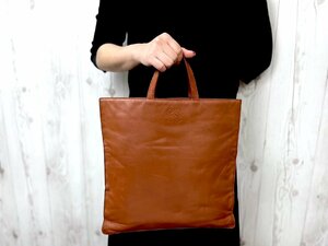 極美品 LOEWE ロエベ アナグラム ハンドバッグ トートバッグ バッグ ナッパレザー 茶 A4収納可 72713Y