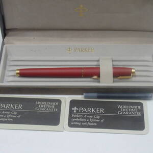 1円スタート激レア PARKER パーカー レッド ゴールド ペン先 14K 585 万年筆 箱付き 32305 11-2