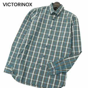 【新品 未使用】 VICTORINOX ビクトリノックス 通年 長袖 ロゴ刺繍★ SLIM FIT ボタンダウン チェック シャツ Sz.XS　メンズ　C4T00831_1#C