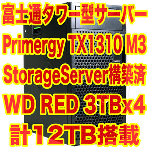 Fujitsu Primergy TX1310 M3 新品m.2 SSD NAS用HDD WD RED 3TBx4 計12TB搭載 CMR Windows Storage Server 2016 リカバリ付 タワーサーバー