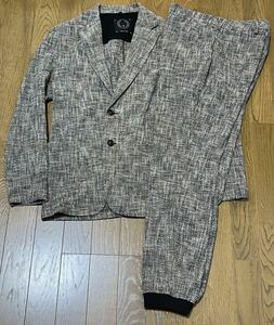 【美品】T JACKET（ティージャケット） ストレッチジャケット ジョガーパンツ セットアップ Sサイズ ベージュミックス系 BEAMS購入品春夏