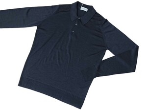  メンズ L ジョンスメドレー 最高級メリノウール ポロネックセーター DORSET HEPBURN SMOKE JOHN SMEDLEY イギリス製★