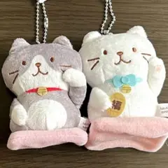 ふくふくにゃんこ 招き猫 マスコットキーチェーン (ハッチ、しろたま)