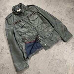 【TOMMY HILFIGER】トミーヒルフィガー(S)豚革 シングルライダース レザージャケット