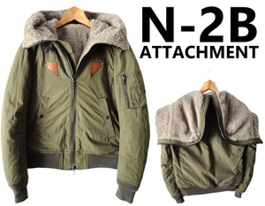 ATTACHMENT:アタッチメント/USAF N-2B タイプ/裏ボア フライトジャケット/ボンバージャケット/オリーブグリーン/size1/Y2K N-3B