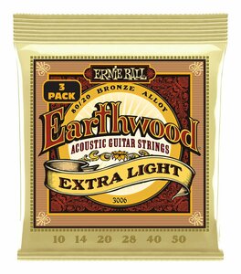 即決◆新品◆送料無料ERNIE BALL 3006 ×1 [10-50] Earthwood Extra Light 80/20 Bronze 3セットパック アコースティックギター弦