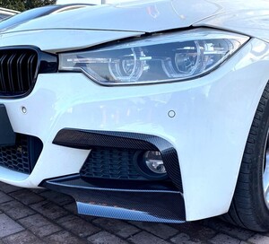 スポーティ全開♪ BMW カーボン ルック フロントバンパー カバー F30 318i 320i 320d 328i 320d 330i 330e 335i 340i Mスポーツ 3シリーズ