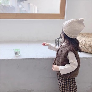 子供服 厚手ベスト 暖かい 防寒 ベビーベスト 可愛い 柔らか 軽量 前開き 袖なし ふわふわ(色：コーヒー　サイズ：110cm) F09