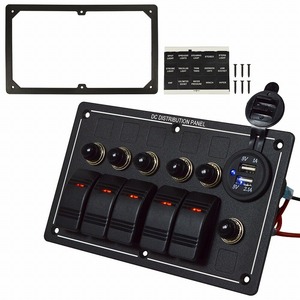 【送料無料】5連 ロッカースイッチ 12v 24V トグル ブレーカー スイッチ パネル マリン 船 ヨット ボート 車 キャンイングカー 防水 USB