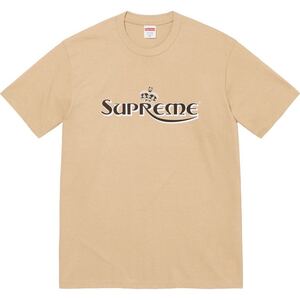 送料無料 L カーキ Supreme Crown Tee Khaki Beige 23SS シュプリーム クラウン 王冠 Tシャツ box logo ボックスロゴ ステッカー 新品