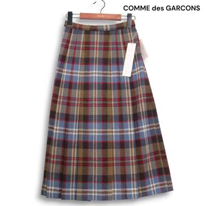 希少! 初期 70s~80s デッド 未使用★ COMME des GARCONS コムデギャルソン 秋冬 ウール チェック スカート Sz.M　レディース　K4B00946_B#Q