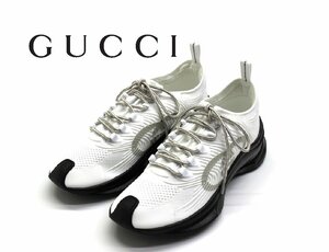 13万新品◆8=27cm◆グッチ『GUCCI RUN』イタリア製テクニカル素材 軽量ランニングスニーカー 白黒 1円