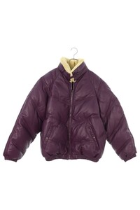 シュプリーム ショット 24AW Chevron Leather Down Puffer Jacket サイズ:XL レザーダウンジャケットボアブルゾン 中古 SB01