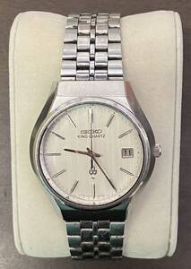 1円～【中古/美品】SEIKO セイコー KING QUARTZ キングクォーツ 0852-8005 デイト メンズ 腕時計 シルバーカラー 腕回り:19㎝