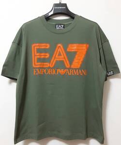 [新品] 12A(12歳) EA7 / ARMANI JUNIOR　ラバー素材のビッグロゴ入り【半袖Tシャツ】◆2024年春夏モデル　男の子用 150cm　◆色：緑